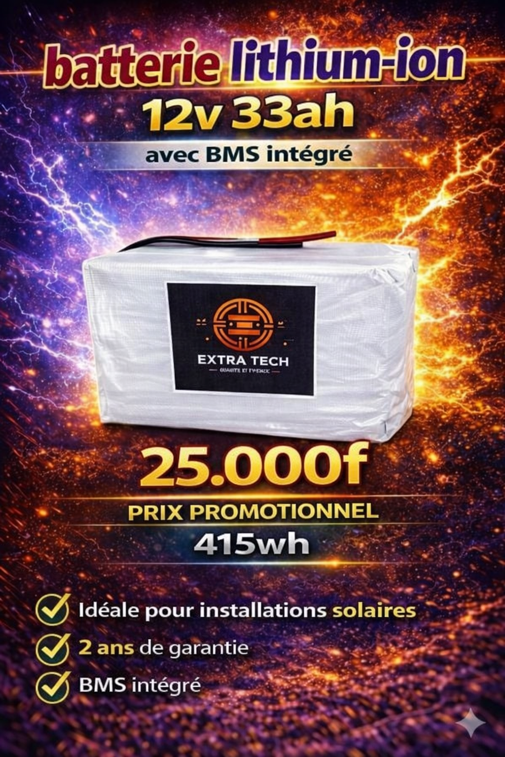 Batteri lithium-ion 12v 33ah 415wh