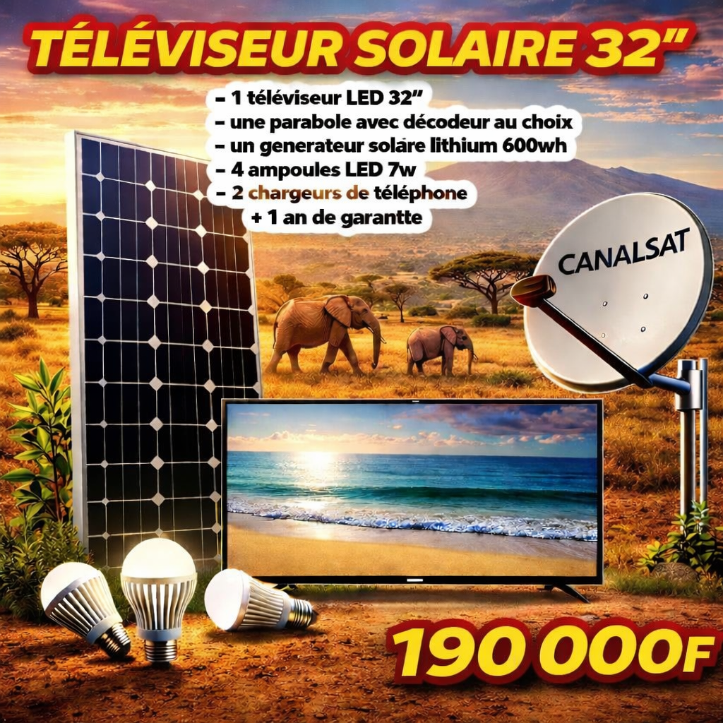 Téléviseur solaire 32’’ lithium
