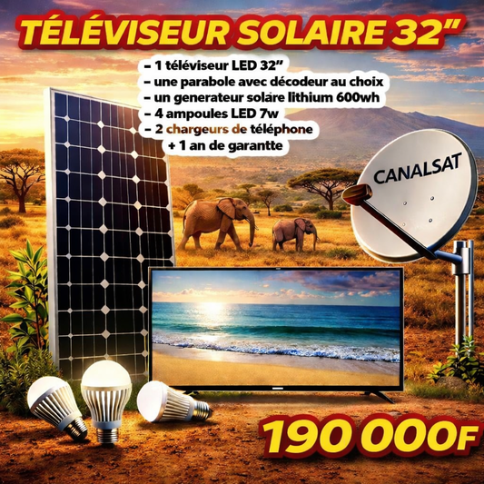 Téléviseur solaire 32’’ lithium