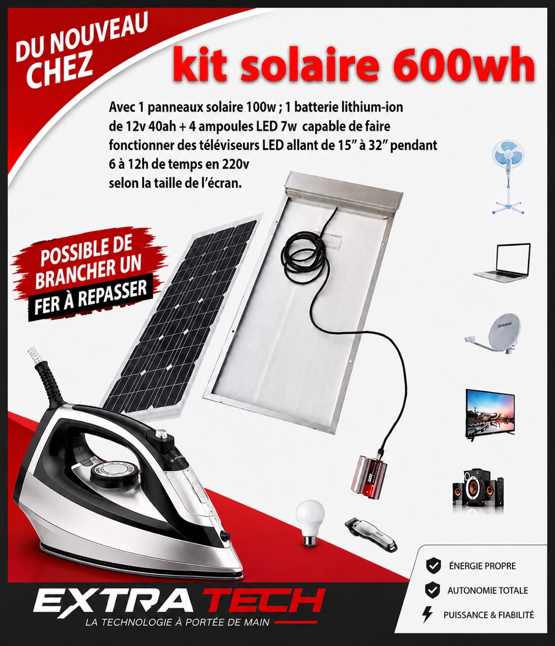 Kit solaire lithium 600wh