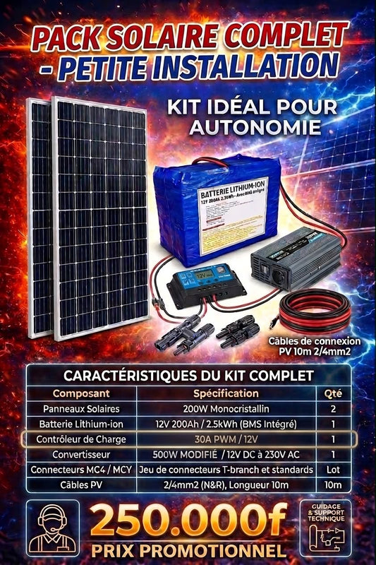 pack solaire complet pour batterie
12v 200ah