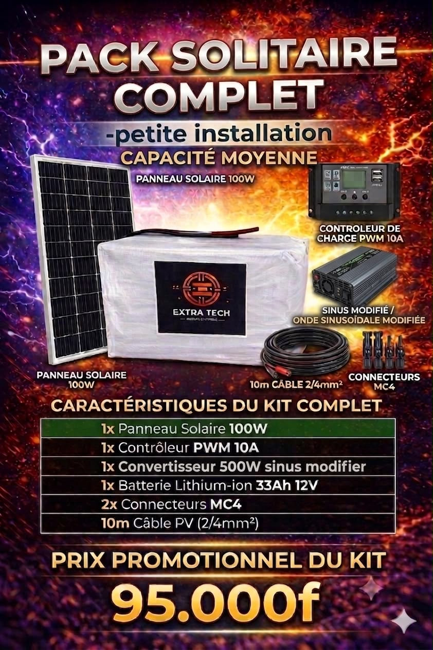 pack solaire complet pour batterie
12v 33ah
